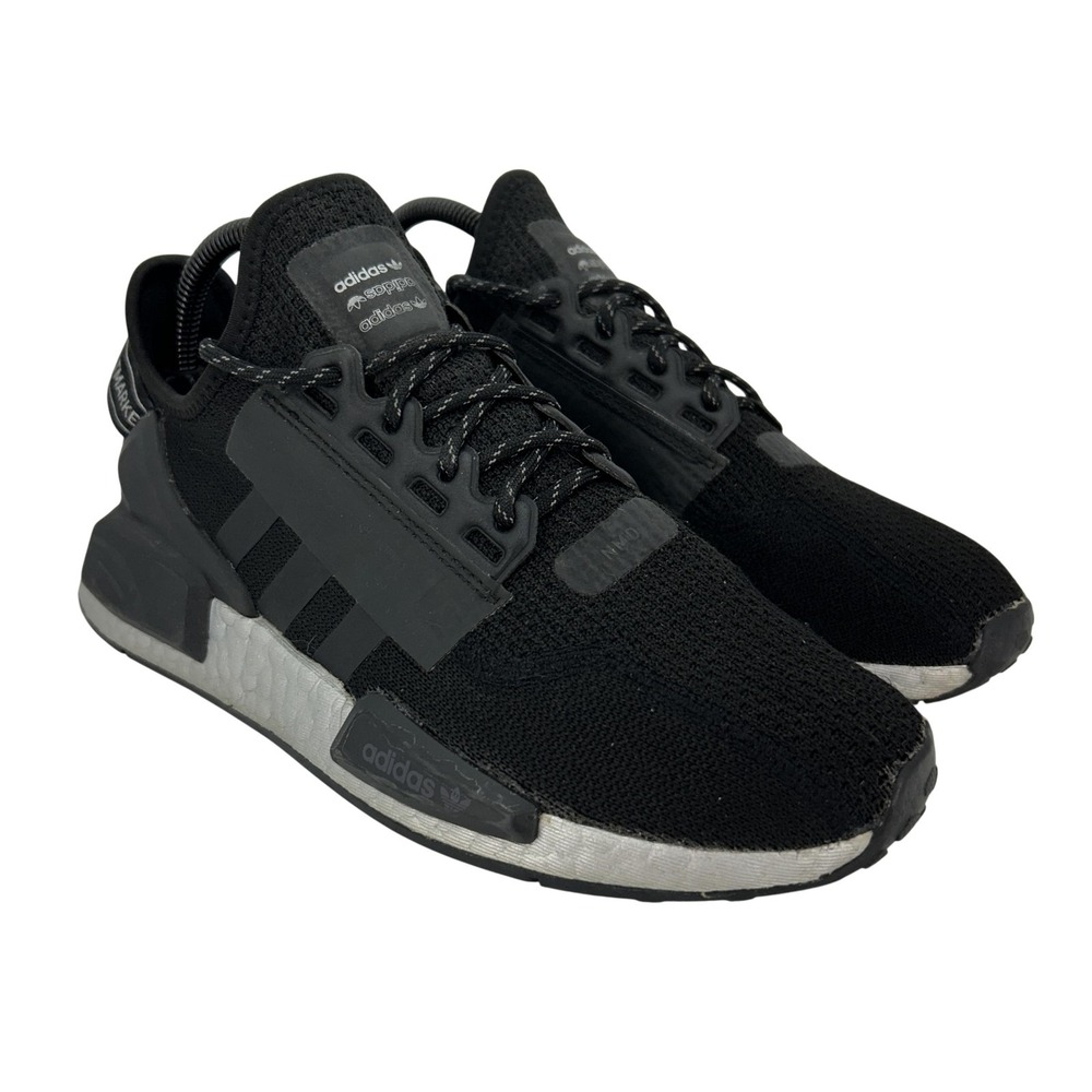 Adidas Shoes Womens Size 7.5 NMD R1 V2 Black Silver Boost Mesh Sneakers FW5449